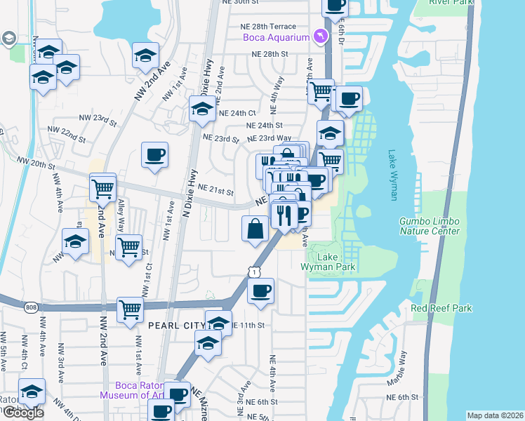 map of restaurants, bars, coffee shops, grocery stores, and more near 31 Boca Verde East in Boca Raton