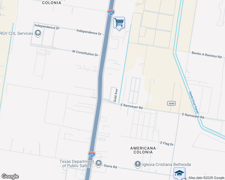 map of restaurants, bars, coffee shops, grocery stores, and more near 6322 Diamond Avenue in Edinburg