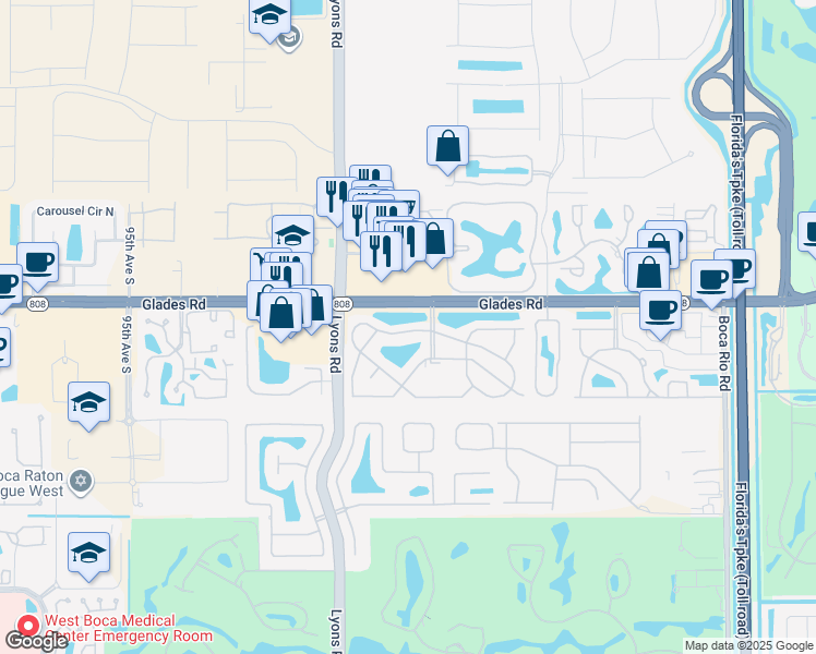 map of restaurants, bars, coffee shops, grocery stores, and more near 8837 Bella Vista Drive in Boca Raton