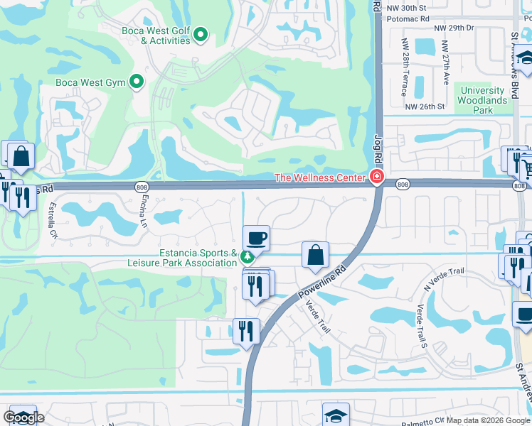 map of restaurants, bars, coffee shops, grocery stores, and more near 6916 North Grande Drive in Boca Raton