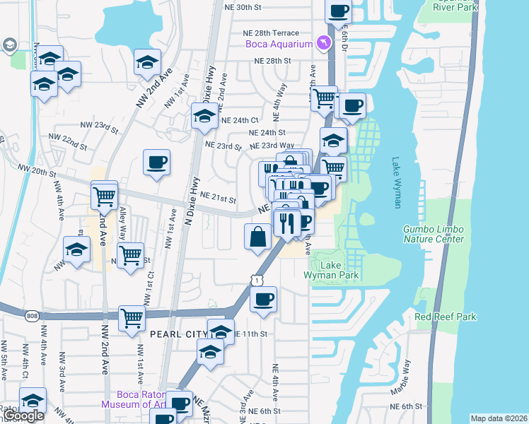 map of restaurants, bars, coffee shops, grocery stores, and more near 31 Boca Verde East in Boca Raton