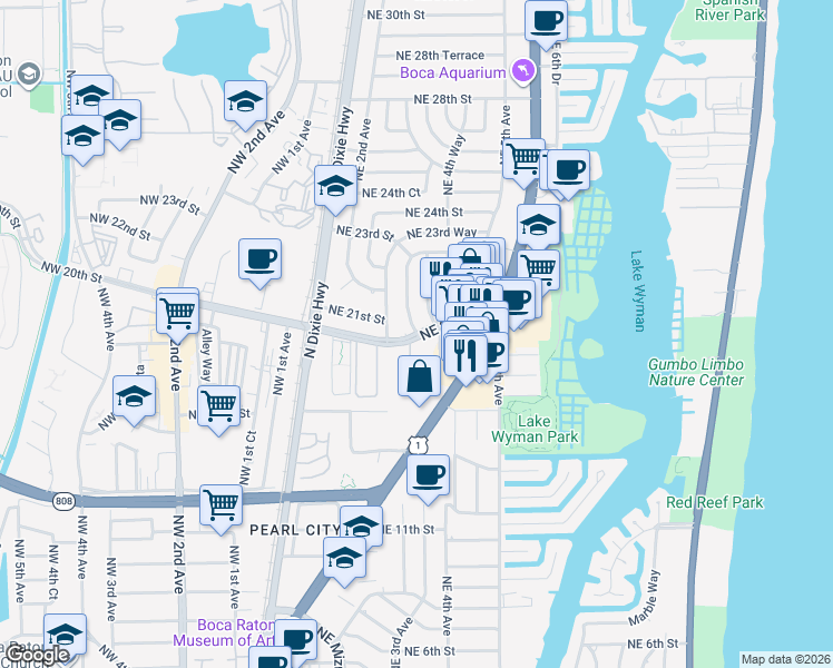 map of restaurants, bars, coffee shops, grocery stores, and more near 31 Boca Verde East in Boca Raton