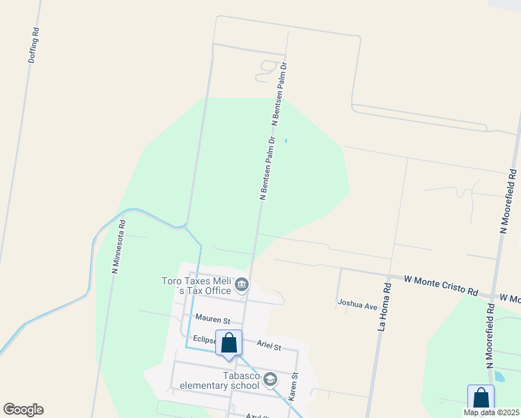 map of restaurants, bars, coffee shops, grocery stores, and more near 5301 North Bentsen Palm Drive in Mission