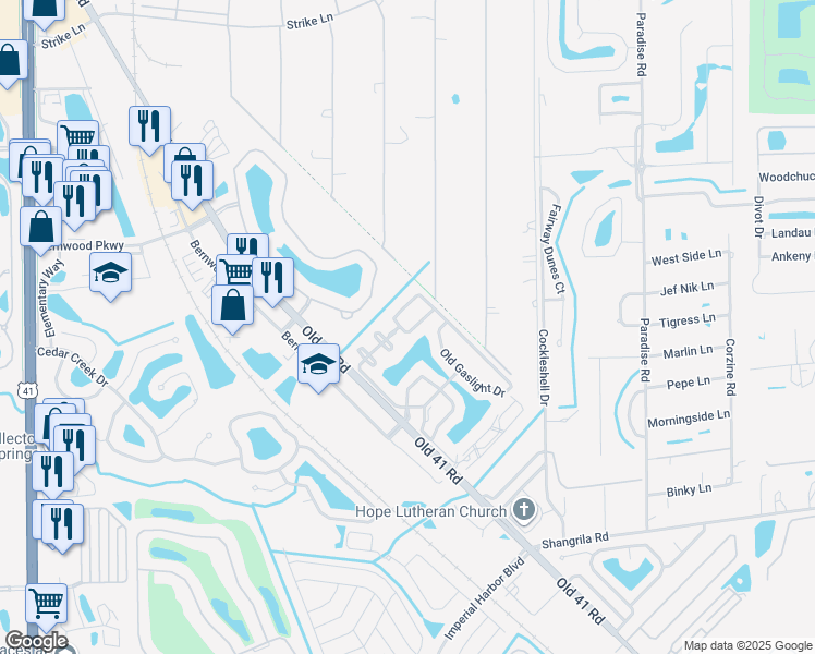 map of restaurants, bars, coffee shops, grocery stores, and more near 9390 Lake Abby Lane in Bonita Springs