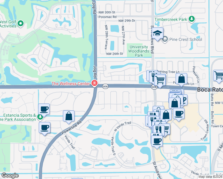 map of restaurants, bars, coffee shops, grocery stores, and more near 20833 Sonrisa Way in Boca Raton