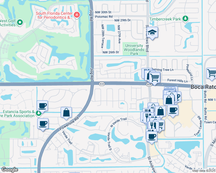 map of restaurants, bars, coffee shops, grocery stores, and more near 20833 Sonrisa Way in Boca Raton
