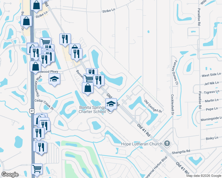 map of restaurants, bars, coffee shops, grocery stores, and more near 9123 Isla Bella Circle in Bonita Springs