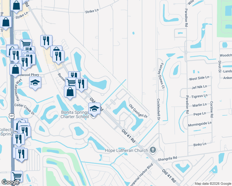 map of restaurants, bars, coffee shops, grocery stores, and more near 9390 Lake Abby Lane in Bonita Springs