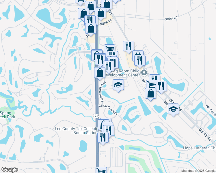 map of restaurants, bars, coffee shops, grocery stores, and more near 8870 Colonnades Court West in Bonita Springs