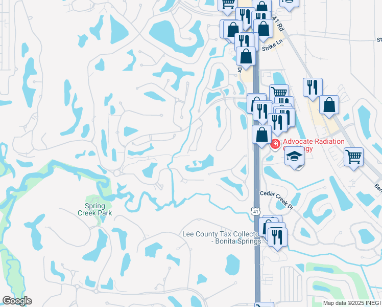 map of restaurants, bars, coffee shops, grocery stores, and more near 25245 Pelican Creek Circle in Bonita Springs