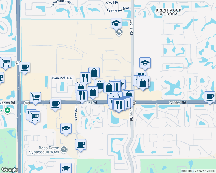 map of restaurants, bars, coffee shops, grocery stores, and more near 9204 Rutlege Avenue in Boca Raton
