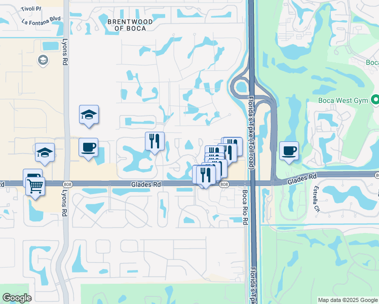 map of restaurants, bars, coffee shops, grocery stores, and more near 8494 Boca Glades Boulevard in Boca Raton