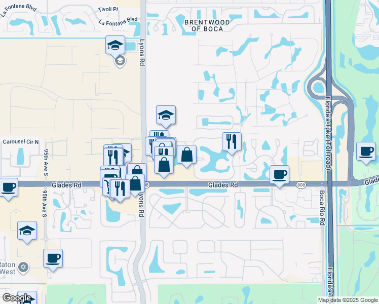 map of restaurants, bars, coffee shops, grocery stores, and more near 8815 Sonoma Lake Boulevard in Boca Raton