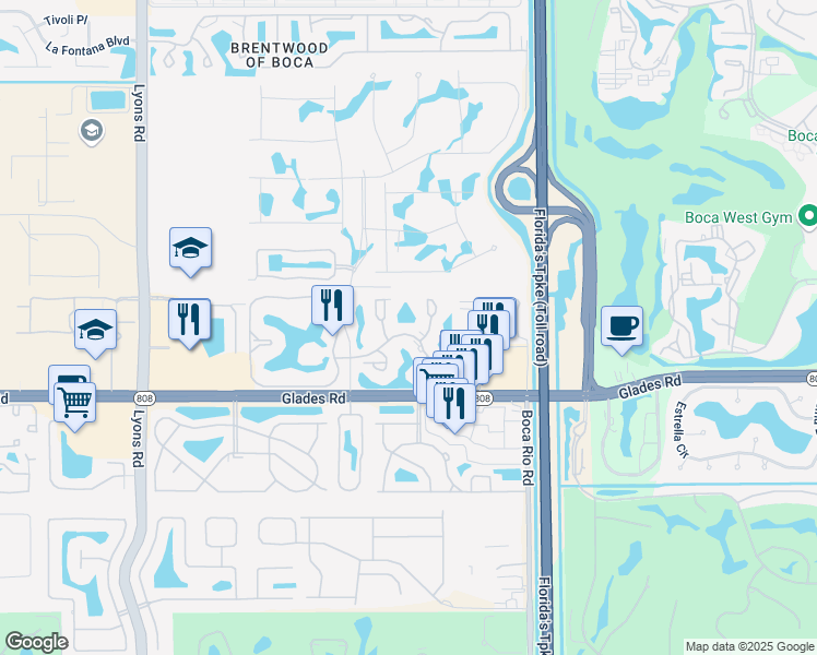 map of restaurants, bars, coffee shops, grocery stores, and more near 8494 Boca Glades Boulevard in Boca Raton