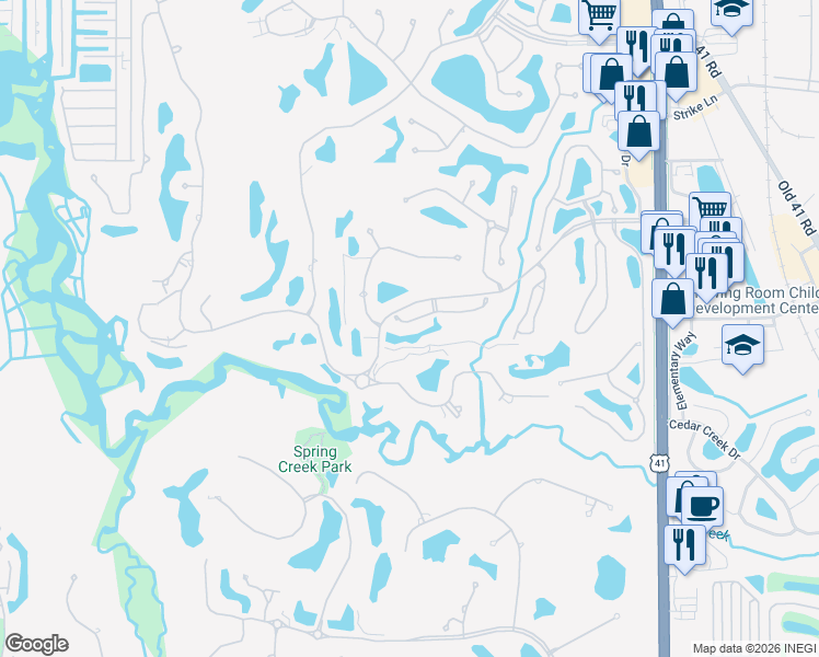 map of restaurants, bars, coffee shops, grocery stores, and more near 3679 Olde Cottage Lane in Bonita Springs