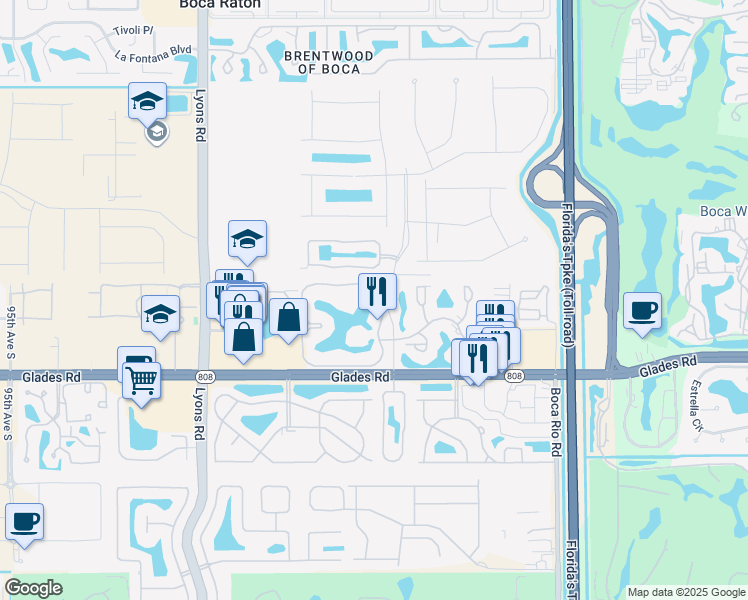 map of restaurants, bars, coffee shops, grocery stores, and more near 8716 Eagle Run Drive in Boca Raton