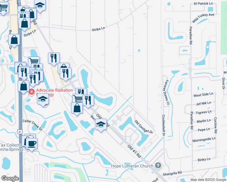 map of restaurants, bars, coffee shops, grocery stores, and more near 9259 Isla Bella Circle in Bonita Springs