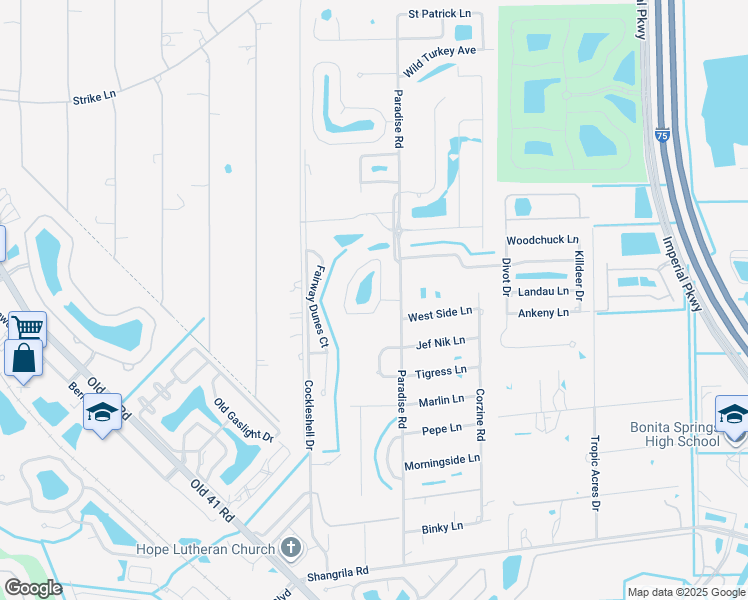 map of restaurants, bars, coffee shops, grocery stores, and more near 25245 Golf Lake Circle in Bonita Springs