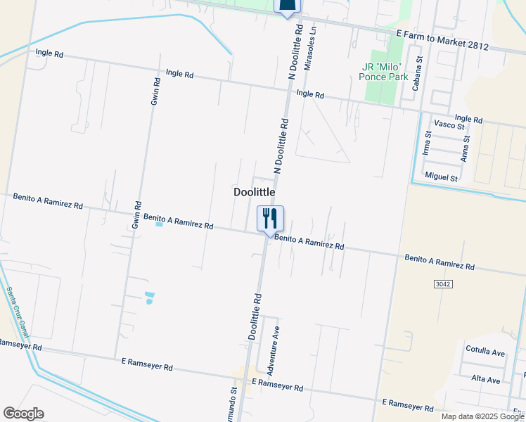 map of restaurants, bars, coffee shops, grocery stores, and more near 7112 North Doolittle Road in Edinburg