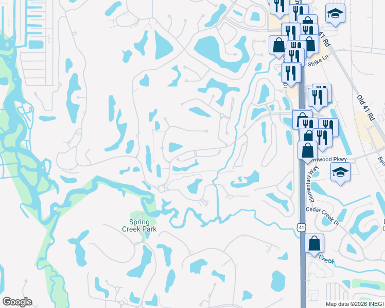 map of restaurants, bars, coffee shops, grocery stores, and more near 3680 Pelicans Nest Drive in Bonita Springs
