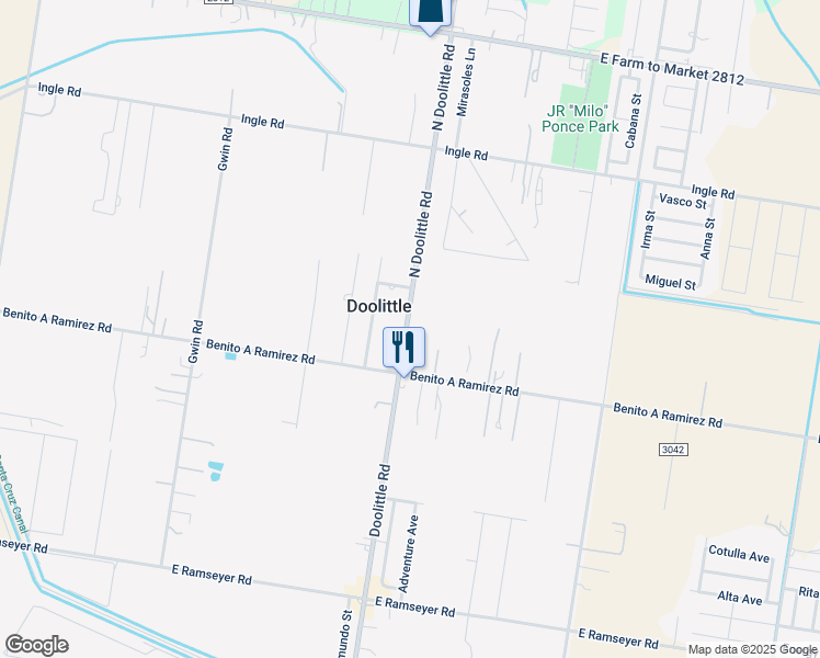 map of restaurants, bars, coffee shops, grocery stores, and more near 7112 North Doolittle Road in Edinburg