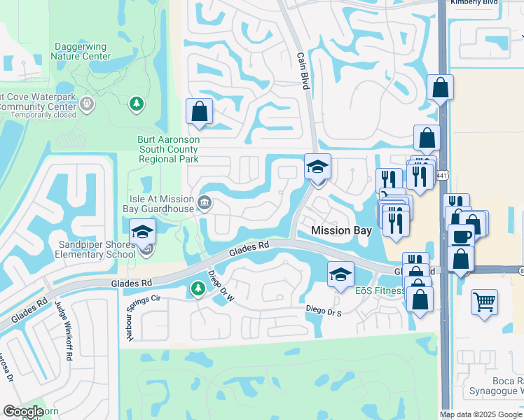 map of restaurants, bars, coffee shops, grocery stores, and more near 10767 Avenida Santa Ana in Boca Raton