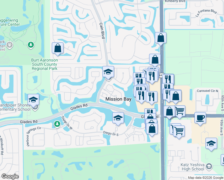 map of restaurants, bars, coffee shops, grocery stores, and more near 10493 Mateo Court in Boca Raton