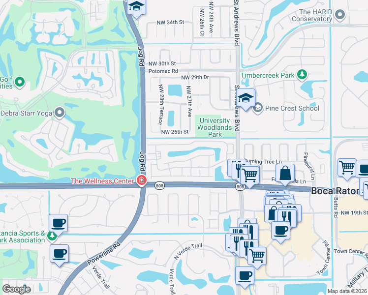 map of restaurants, bars, coffee shops, grocery stores, and more near 6224 Northwest 24th Street in Boca Raton