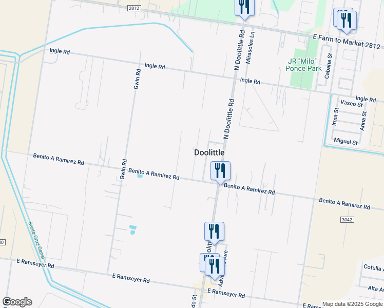 map of restaurants, bars, coffee shops, grocery stores, and more near 7109 2nd Street in Edinburg