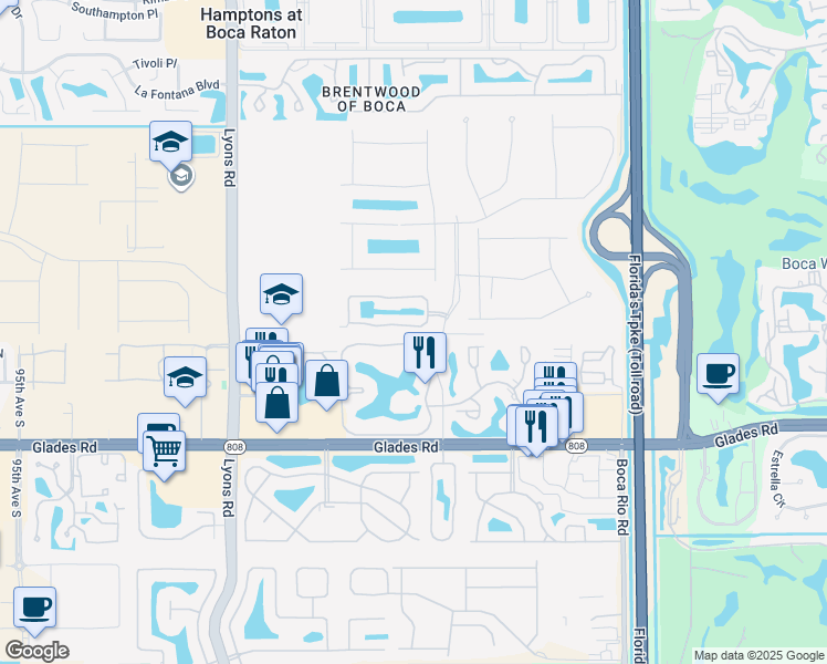 map of restaurants, bars, coffee shops, grocery stores, and more near 8716 Eagle Run Drive in Boca Raton