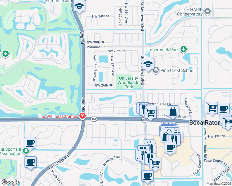 map of restaurants, bars, coffee shops, grocery stores, and more near 6224 Northwest 24th Street in Boca Raton