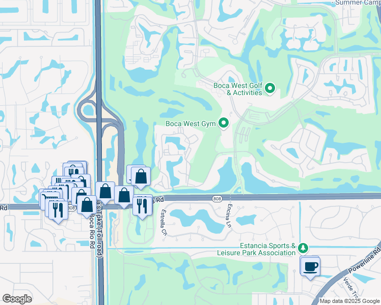 map of restaurants, bars, coffee shops, grocery stores, and more near 2309 Bridgewood Drive in Boca Raton