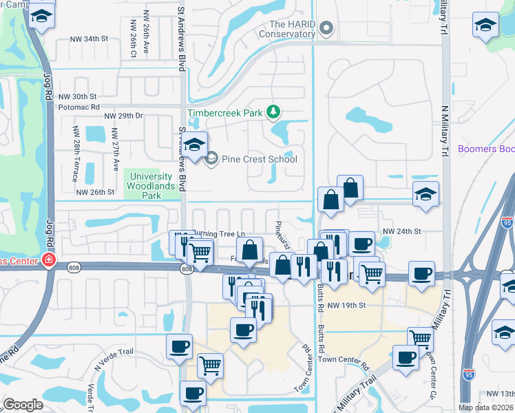 map of restaurants, bars, coffee shops, grocery stores, and more near 127 Orchard Ridge Lane in Boca Raton