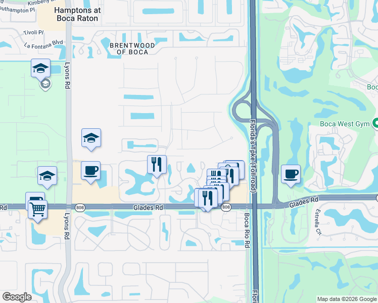map of restaurants, bars, coffee shops, grocery stores, and more near 8435 Boca Glades Boulevard East in Boca Raton