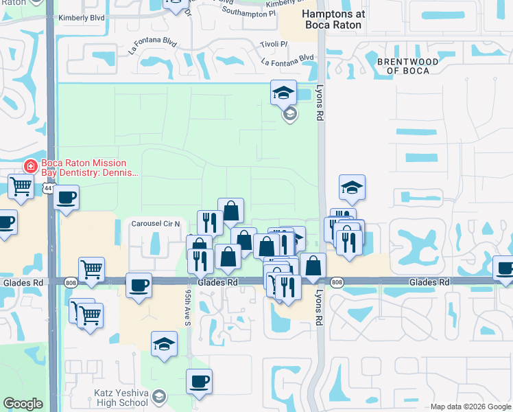 map of restaurants, bars, coffee shops, grocery stores, and more near 9286 Broad Street in Boca Raton