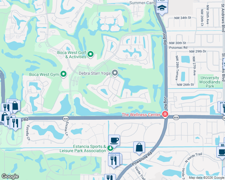 map of restaurants, bars, coffee shops, grocery stores, and more near 6996 Woodbridge Circle in Boca Raton
