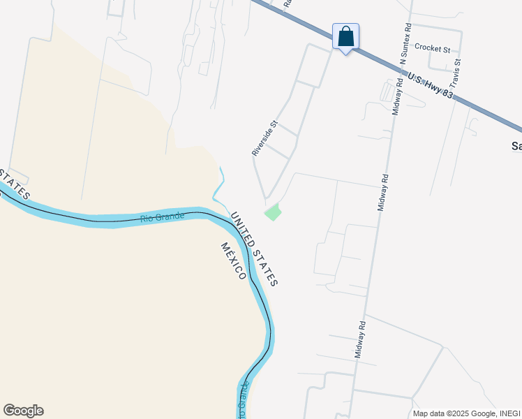 map of restaurants, bars, coffee shops, grocery stores, and more near 1054 River Bend Street in Rio Grande City