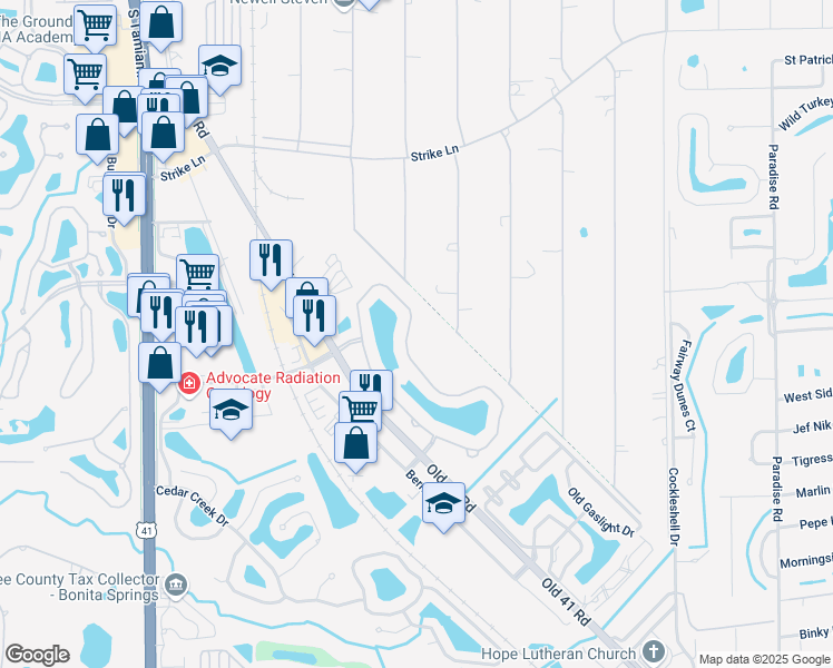 map of restaurants, bars, coffee shops, grocery stores, and more near 9398 Isla Bella Circle in Bonita Springs