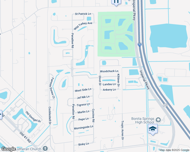 map of restaurants, bars, coffee shops, grocery stores, and more near 10457 Wood Ibis Avenue in Bonita Springs