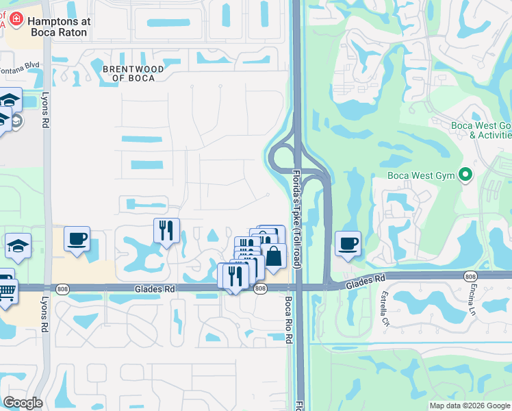 map of restaurants, bars, coffee shops, grocery stores, and more near 8208 205th Pl S in Boca Raton
