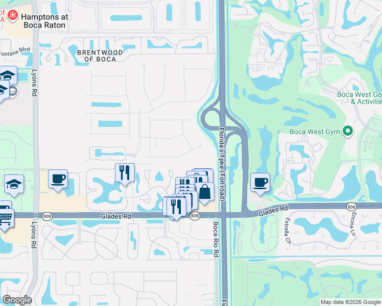 map of restaurants, bars, coffee shops, grocery stores, and more near 8208 205th Pl S in Boca Raton