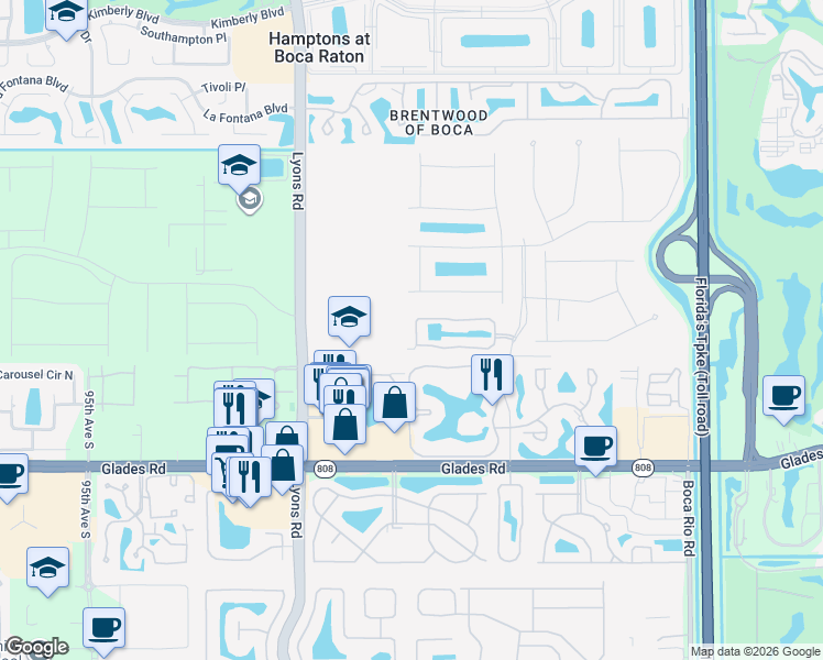 map of restaurants, bars, coffee shops, grocery stores, and more near 8632 Eagle Run Drive in Boca Raton