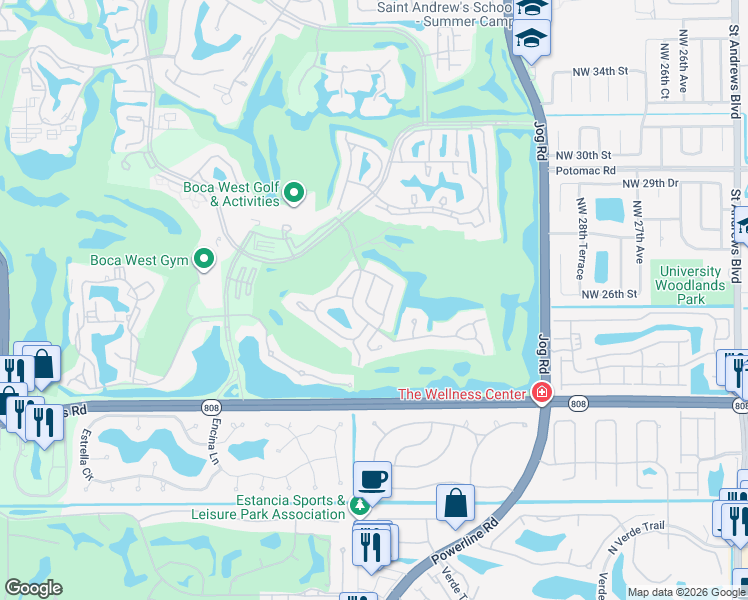 map of restaurants, bars, coffee shops, grocery stores, and more near 20491 Linksview Drive in Boca Raton