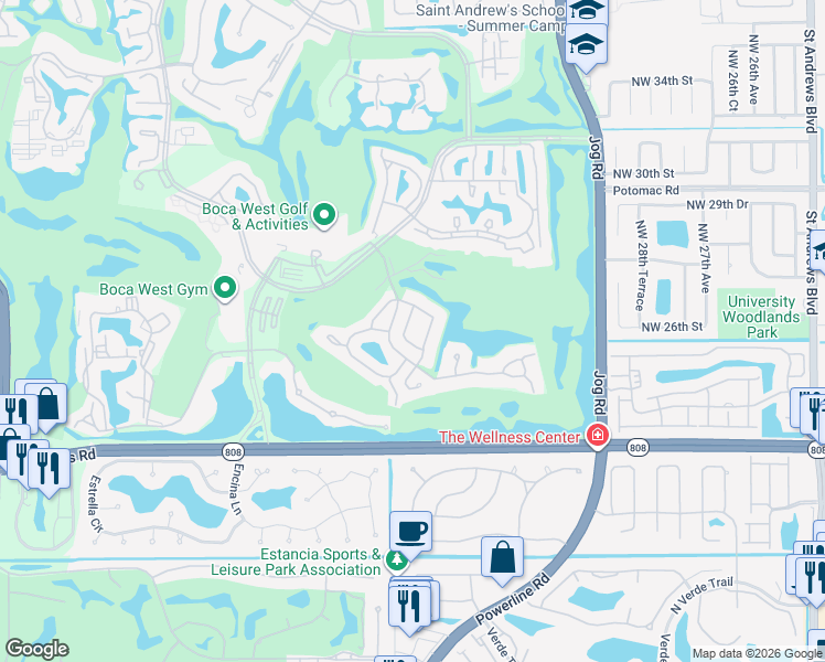map of restaurants, bars, coffee shops, grocery stores, and more near 20491 Linksview Drive in Boca Raton