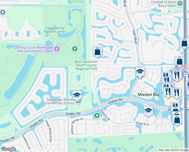 map of restaurants, bars, coffee shops, grocery stores, and more near 10988 Ravel Court in Boca Raton