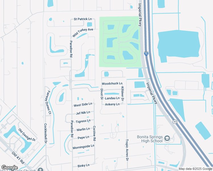 map of restaurants, bars, coffee shops, grocery stores, and more near 10590 Woodchuck Lane in Bonita Springs