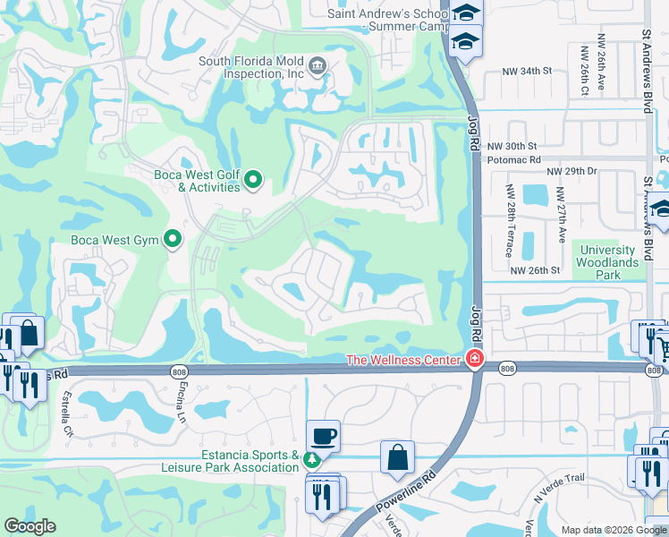 map of restaurants, bars, coffee shops, grocery stores, and more near 20491 Linksview Drive in Boca Raton
