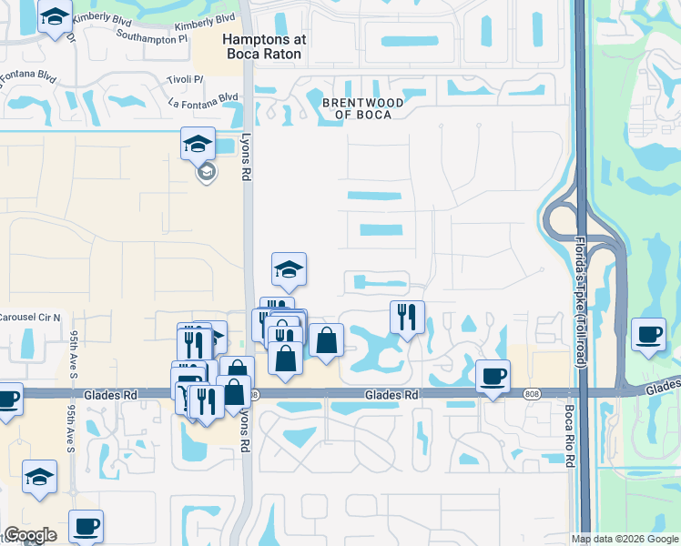 map of restaurants, bars, coffee shops, grocery stores, and more near 8632 Eagle Run Drive in Boca Raton