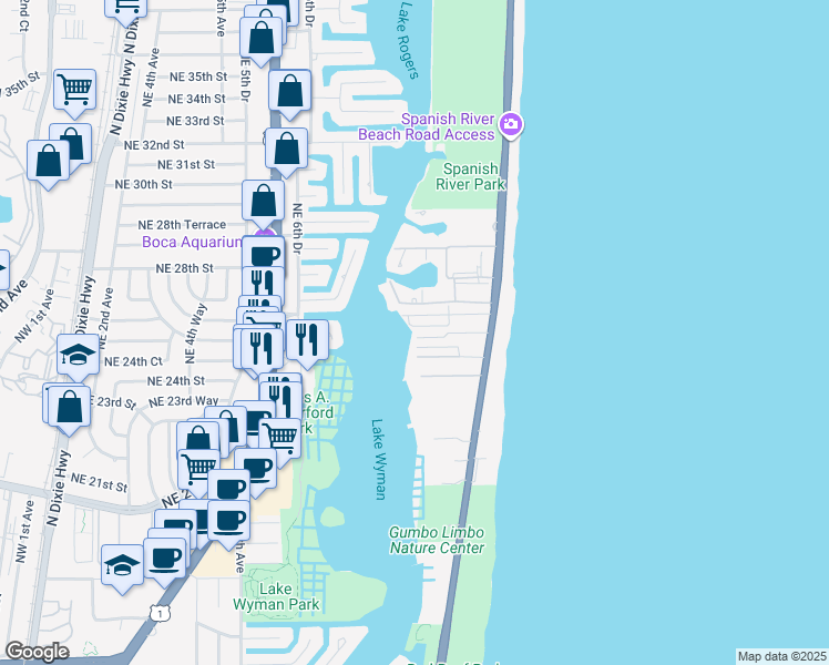 map of restaurants, bars, coffee shops, grocery stores, and more near 925 Lake Wyman Road in Boca Raton