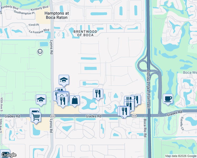 map of restaurants, bars, coffee shops, grocery stores, and more near 8524 Eagle Run Drive in Boca Raton
